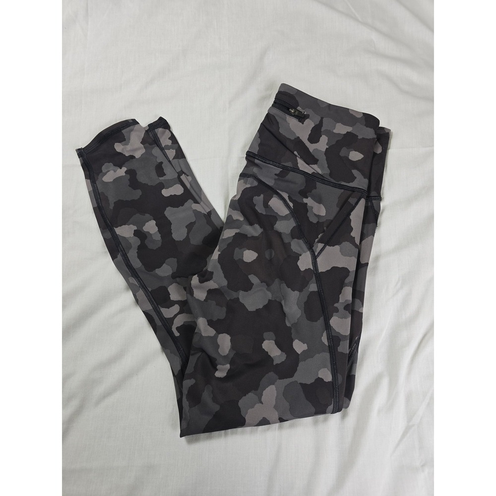 Athleta Leggings Womens XS Gray Lightning Camo 7/8 Tight Zip Pocket Athletic
